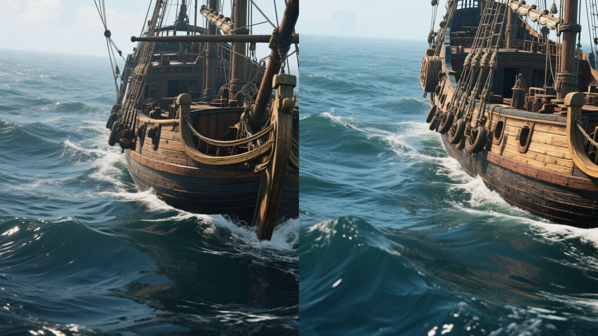 游侠晚报:《黑旗RE》PS5 Pro版曝光 任天堂发公告 从目前曝光的截图对比来看,海面水纹模拟精度明显优于原版,船只木质纹理细节在近景下